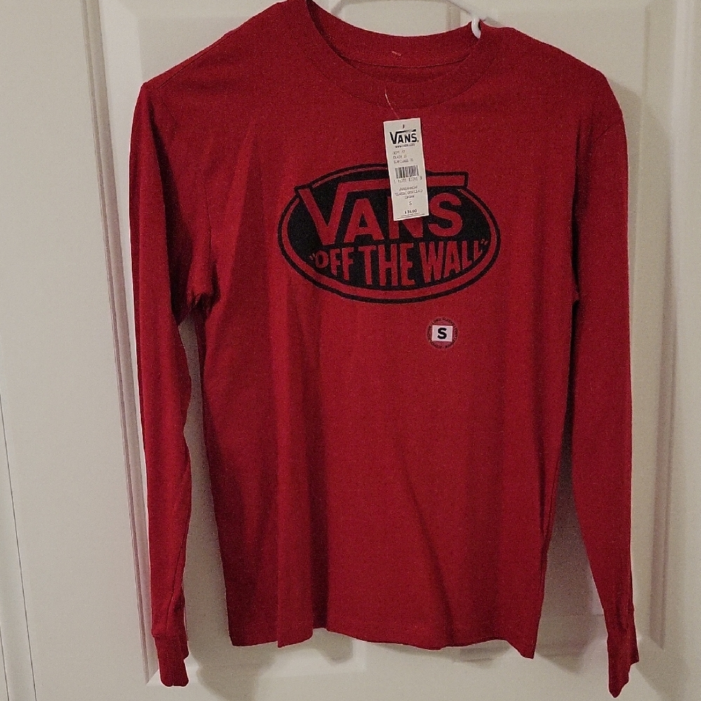 NWT Vans Dark Red Long Sleeve Tee Size S But Fits Like a 10/12